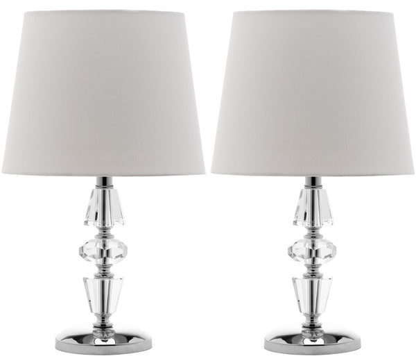 Safavieh CRESCENDO Tiered Crystal Table Lamp Set of 2 - Elegant Lighting for Modern and Classic Interiors Clear / White LIT4127C-SET2