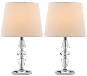 Safavieh CRESCENDO Tiered Crystal Table Lamp Set of 2 - Elegant Lighting for Modern and Classic Interiors Clear / White LIT4127C-SET2