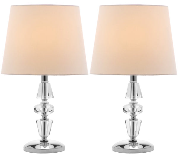 Safavieh CRESCENDO Tiered Crystal Table Lamp Set of 2 - Elegant Lighting for Modern and Classic Interiors Clear / White LIT4127C-SET2