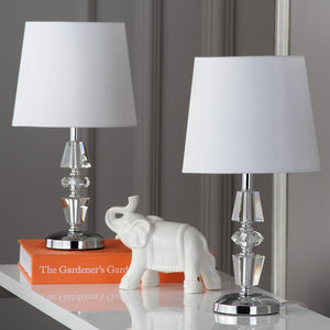 Safavieh CRESCENDO Tiered Crystal Table Lamp Set of 2 - Elegant Lighting for Modern and Classic Interiors Clear / White LIT4127C-SET2