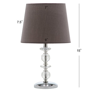 Safavieh DERRY Stacked Crystal Orb Lamp - Elegant Accent with Warm Orange Shade for Cozy Ambiance Clear / Grey LIT4130B-SET2