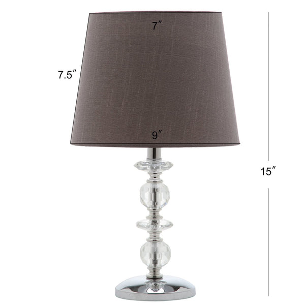 Safavieh DERRY Stacked Crystal Orb Lamp - Elegant Accent with Warm Orange Shade for Cozy Ambiance Clear / Grey LIT4130B-SET2