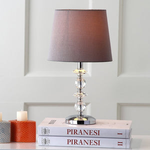 Safavieh DERRY Stacked Crystal Orb Lamp - Elegant Accent with Warm Orange Shade for Cozy Ambiance Clear / Grey LIT4130B-SET2