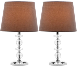 Safavieh DERRY Stacked Crystal Orb Lamp - Elegant Accent with Warm Orange Shade for Cozy Ambiance Clear / Grey LIT4130B-SET2