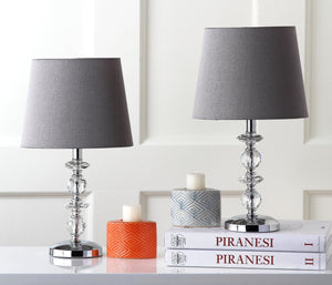 Safavieh DERRY Stacked Crystal Orb Lamp - Elegant Accent with Warm Orange Shade for Cozy Ambiance Clear / Grey LIT4130B-SET2