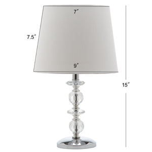 Safavieh DERRY Stacked Crystal Orb Lamp - Elegant Accent with Warm Orange Shade for Cozy Ambiance Clear / White LIT4130C-SET2