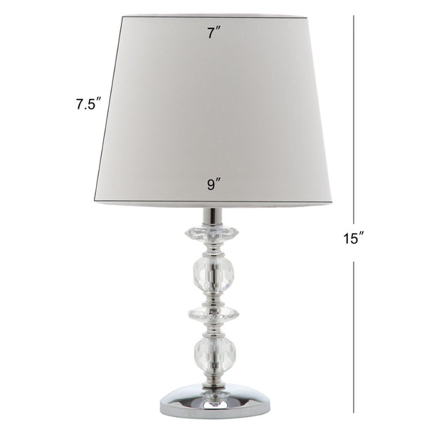 Safavieh DERRY Stacked Crystal Orb Lamp - Elegant Accent with Warm Orange Shade for Cozy Ambiance Clear / White LIT4130C-SET2