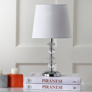 Safavieh DERRY Stacked Crystal Orb Lamp - Elegant Accent with Warm Orange Shade for Cozy Ambiance Clear / White LIT4130C-SET2