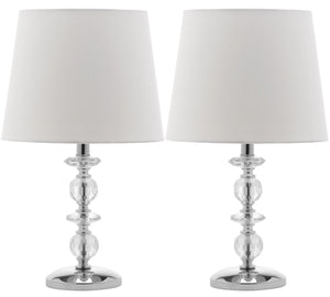Safavieh DERRY Stacked Crystal Orb Lamp - Elegant Accent with Warm Orange Shade for Cozy Ambiance Clear / White LIT4130C-SET2