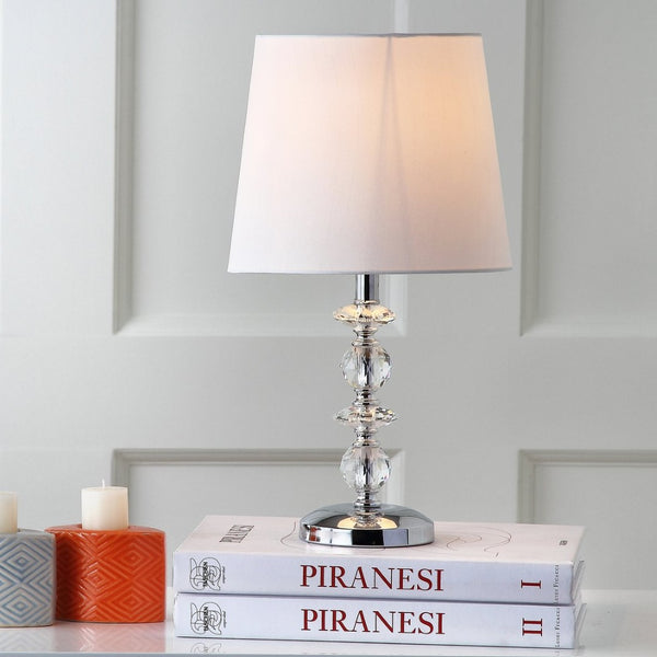 Safavieh DERRY Stacked Crystal Orb Lamp - Elegant Accent with Warm Orange Shade for Cozy Ambiance Clear / White LIT4130C-SET2