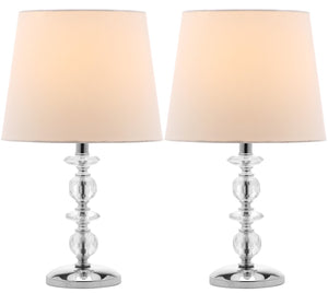 Safavieh DERRY Stacked Crystal Orb Lamp - Elegant Accent with Warm Orange Shade for Cozy Ambiance Clear / White LIT4130C-SET2