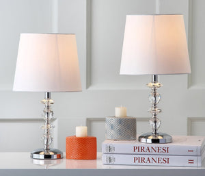 Safavieh DERRY Stacked Crystal Orb Lamp - Elegant Accent with Warm Orange Shade for Cozy Ambiance Clear / White LIT4130C-SET2