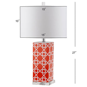 Safavieh QUATREFOIL Table Lamps - Distinctive Ceramic Design with Acrylic Accents for Stylish Illumination Orange LIT4133D-SET2