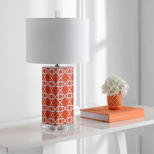Safavieh QUATREFOIL Table Lamps - Distinctive Ceramic Design with Acrylic Accents for Stylish Illumination Orange LIT4133D-SET2