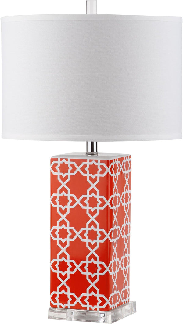 Safavieh QUATREFOIL Table Lamps - Distinctive Ceramic Design with Acrylic Accents for Stylish Illumination Orange LIT4133D-SET2