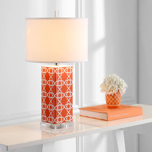 Safavieh QUATREFOIL Table Lamps - Distinctive Ceramic Design with Acrylic Accents for Stylish Illumination Orange LIT4133D-SET2