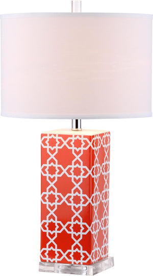 Safavieh QUATREFOIL Table Lamps - Distinctive Ceramic Design with Acrylic Accents for Stylish Illumination Orange LIT4133D-SET2