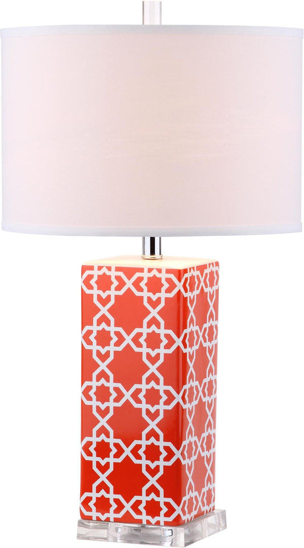 Safavieh QUATREFOIL Table Lamps - Distinctive Ceramic Design with Acrylic Accents for Stylish Illumination Orange LIT4133D-SET2