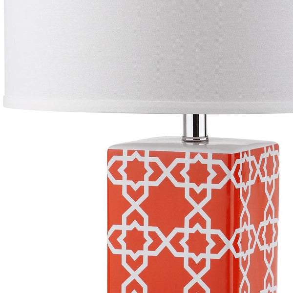 Safavieh QUATREFOIL Table Lamps - Distinctive Ceramic Design with Acrylic Accents for Stylish Illumination Orange LIT4133D-SET2