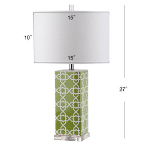 Safavieh QUATREFOIL Table Lamps - Distinctive Ceramic Design with Acrylic Accents for Stylish Illumination Green LIT4133F-SET2