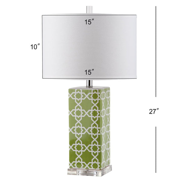 Safavieh QUATREFOIL Table Lamps - Distinctive Ceramic Design with Acrylic Accents for Stylish Illumination Green LIT4133F-SET2