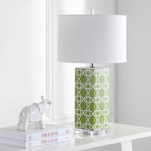 Safavieh QUATREFOIL Table Lamps - Distinctive Ceramic Design with Acrylic Accents for Stylish Illumination Green LIT4133F-SET2