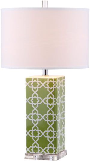 Safavieh QUATREFOIL Table Lamps - Distinctive Ceramic Design with Acrylic Accents for Stylish Illumination Green LIT4133F-SET2