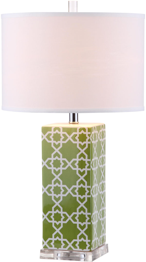 Safavieh QUATREFOIL Table Lamps - Distinctive Ceramic Design with Acrylic Accents for Stylish Illumination Green LIT4133F-SET2