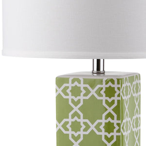 Safavieh QUATREFOIL Table Lamps - Distinctive Ceramic Design with Acrylic Accents for Stylish Illumination Green LIT4133F-SET2