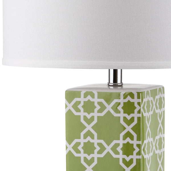 Safavieh QUATREFOIL Table Lamps - Distinctive Ceramic Design with Acrylic Accents for Stylish Illumination Green LIT4133F-SET2