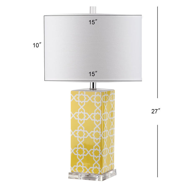 Safavieh QUATREFOIL Table Lamps - Distinctive Ceramic Design with Acrylic Accents for Stylish Illumination Yellow LIT4133G-SET2
