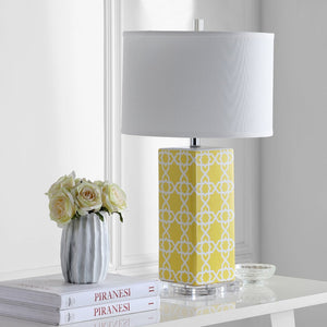 Safavieh QUATREFOIL Table Lamps - Distinctive Ceramic Design with Acrylic Accents for Stylish Illumination Yellow LIT4133G-SET2