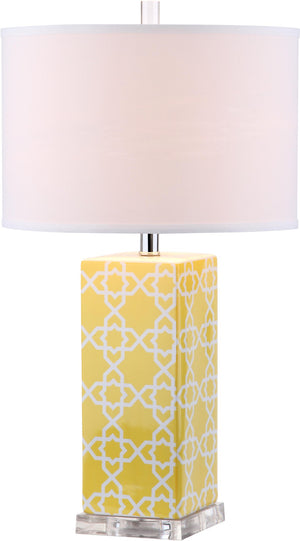 Safavieh QUATREFOIL Table Lamps - Distinctive Ceramic Design with Acrylic Accents for Stylish Illumination Yellow LIT4133G-SET2