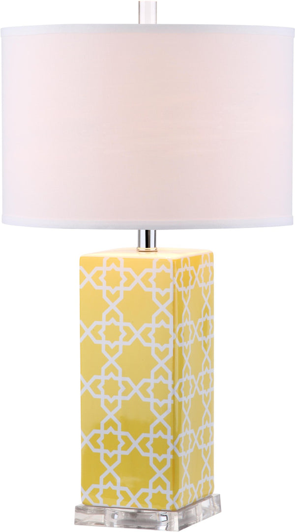 Safavieh QUATREFOIL Table Lamps - Distinctive Ceramic Design with Acrylic Accents for Stylish Illumination Yellow LIT4133G-SET2