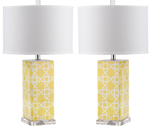 Safavieh QUATREFOIL Table Lamps - Distinctive Ceramic Design with Acrylic Accents for Stylish Illumination Yellow LIT4133G-SET2