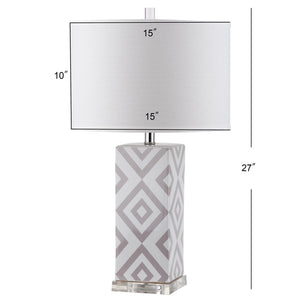 Safavieh DIAMONDS, Sculptural Ceramic Table Lamp Set of 2, 27-Inch Geometric Design for Modern Ambiance Grey LIT4135C-SET2