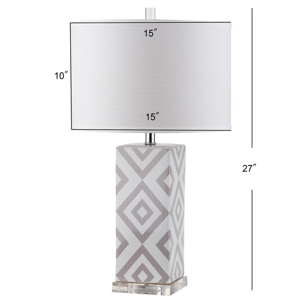 Safavieh DIAMONDS, Sculptural Ceramic Table Lamp Set of 2, 27-Inch Geometric Design for Modern Ambiance Grey LIT4135C-SET2