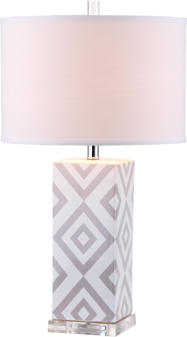 Safavieh DIAMONDS, Sculptural Ceramic Table Lamp Set of 2, 27-Inch Geometric Design for Modern Ambiance Grey LIT4135C-SET2