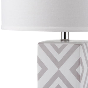 Safavieh DIAMONDS, Sculptural Ceramic Table Lamp Set of 2, 27-Inch Geometric Design for Modern Ambiance Grey LIT4135C-SET2