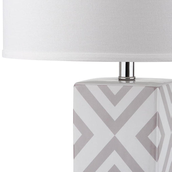 Safavieh DIAMONDS, Sculptural Ceramic Table Lamp Set of 2, 27-Inch Geometric Design for Modern Ambiance Grey LIT4135C-SET2