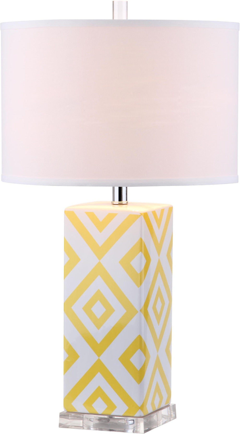 Safavieh DIAMONDS, Sculptural Ceramic Table Lamp Set of 2, 27-Inch Geometric Design for Modern Ambiance Yellow LIT4135G-SET2