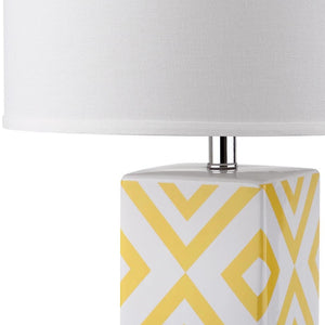 Safavieh DIAMONDS, Sculptural Ceramic Table Lamp Set of 2, 27-Inch Geometric Design for Modern Ambiance Yellow LIT4135G-SET2