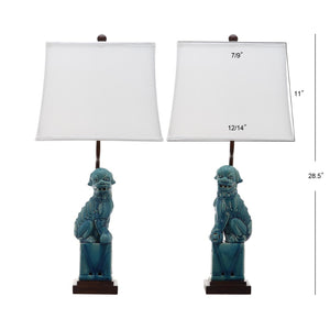 Safavieh FOO Dog Table Lamps – Whimsical Ceramic Lighting with Bold Design for Living Rooms and Offices Blue LIT4137A-SET2
