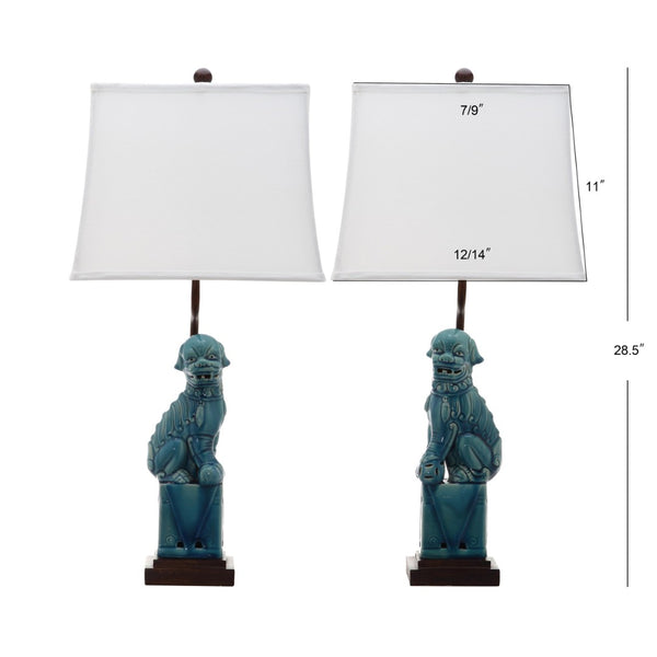 Safavieh FOO Dog Table Lamps – Whimsical Ceramic Lighting with Bold Design for Living Rooms and Offices Blue LIT4137A-SET2