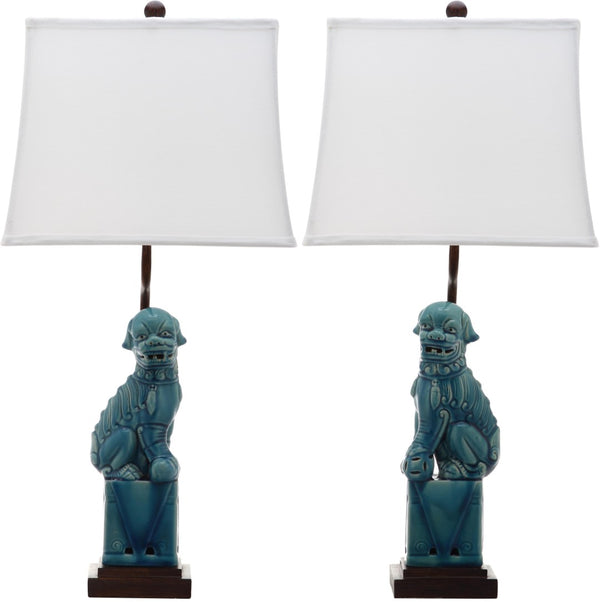 Safavieh FOO Dog Table Lamps – Whimsical Ceramic Lighting with Bold Design for Living Rooms and Offices Blue LIT4137A-SET2