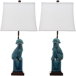 Safavieh FOO Dog Table Lamps – Whimsical Ceramic Lighting with Bold Design for Living Rooms and Offices Blue LIT4137A-SET2