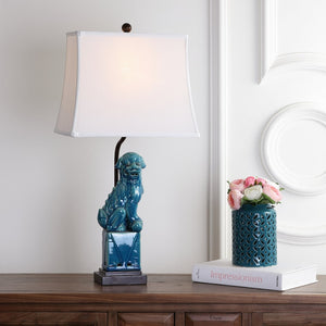 Safavieh FOO Dog Table Lamps – Whimsical Ceramic Lighting with Bold Design for Living Rooms and Offices Blue LIT4137A-SET2