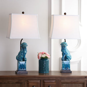 Safavieh FOO Dog Table Lamps – Whimsical Ceramic Lighting with Bold Design for Living Rooms and Offices Blue LIT4137A-SET2