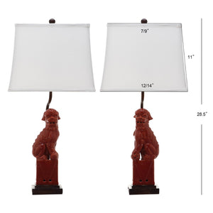 Safavieh FOO Dog Table Lamps – Whimsical Ceramic Lighting with Bold Design for Living Rooms and Offices Red LIT4137D-SET2