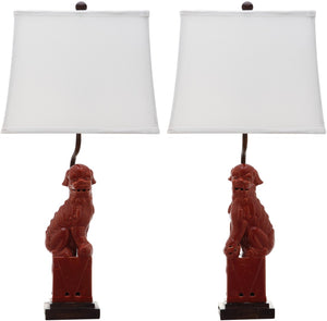Safavieh FOO Dog Table Lamps – Whimsical Ceramic Lighting with Bold Design for Living Rooms and Offices Red LIT4137D-SET2